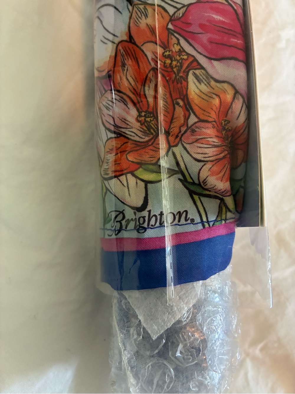 Brighton Floral Compact Umbrella in Blue, Pink and Purple - Picture 2 of 5